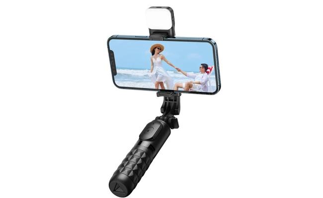 Mcdodo SS-1781 Adjustable Wireless Selfie Stick with Single Lamp,with 6 Adjustable Brightness Levels, up to 60-120 hours - Black